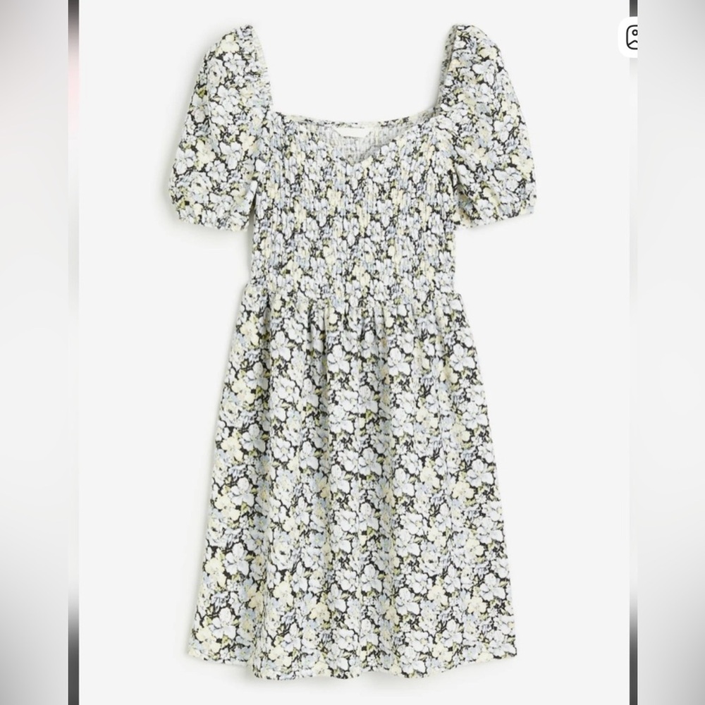 H&M Black and White Floral Midi Dress